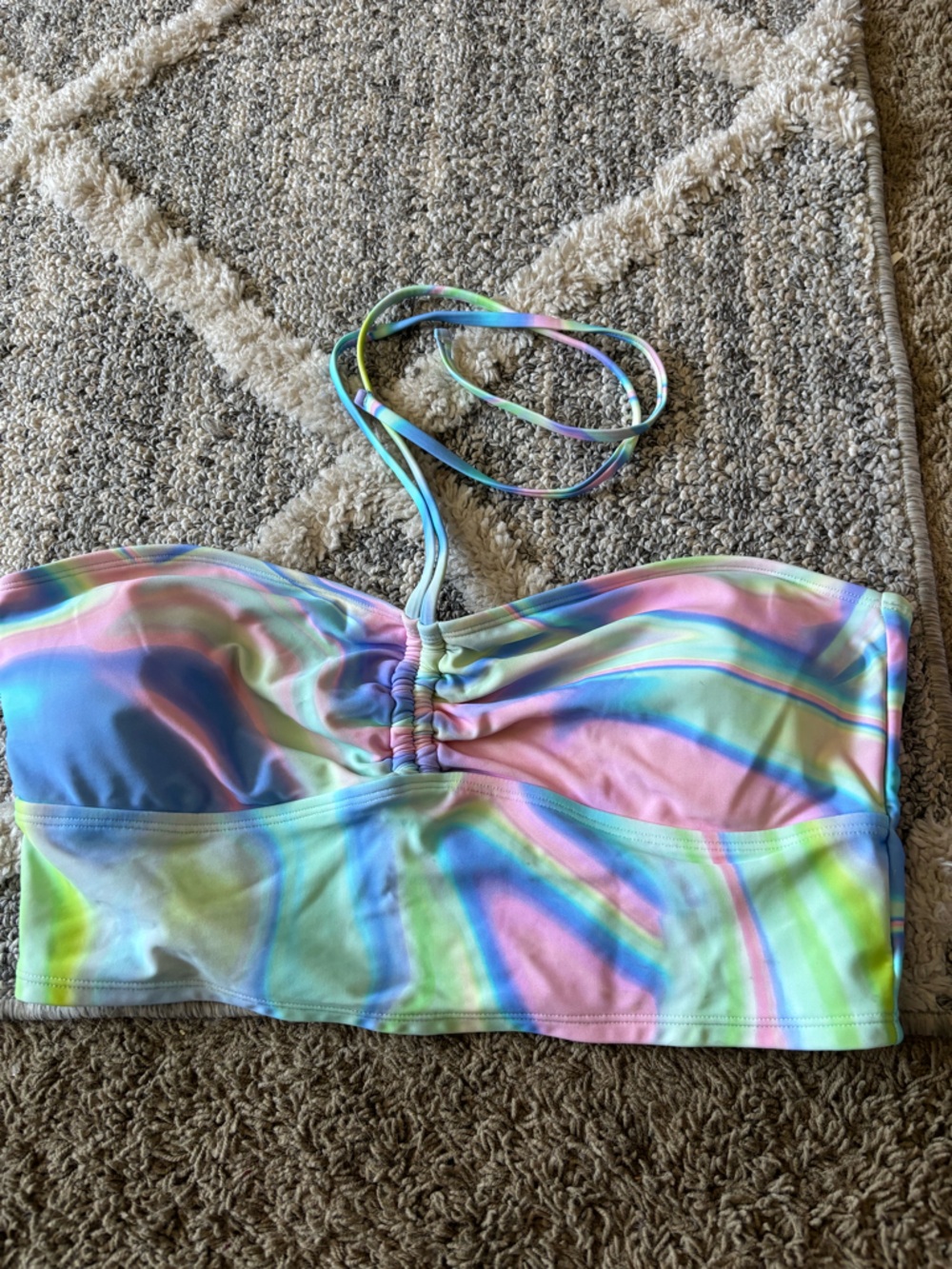 Ninety Pastel Rainbow Bandeau Swim Top